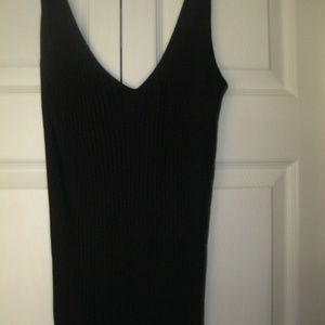 Carmen Marc Valvo Black Ribbed Sleeveless Top L/XL